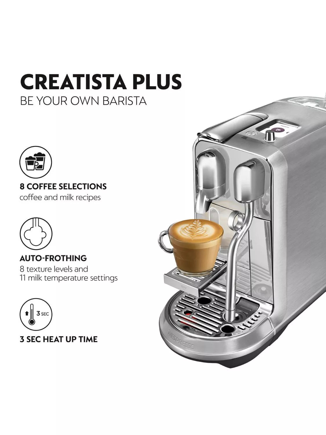 Sage Nespresso Creatista Plus coffee machine, imported from the UK
