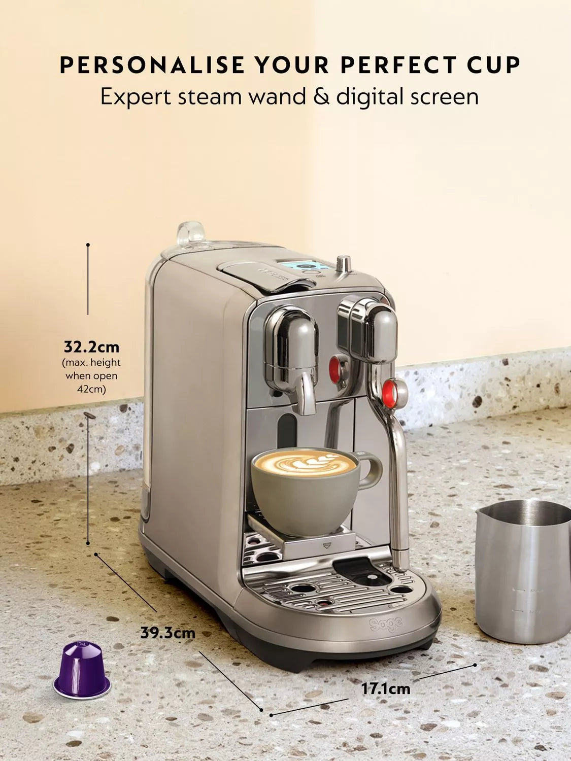 Sage Nespresso Creatista Plus coffee machine, imported from the UK