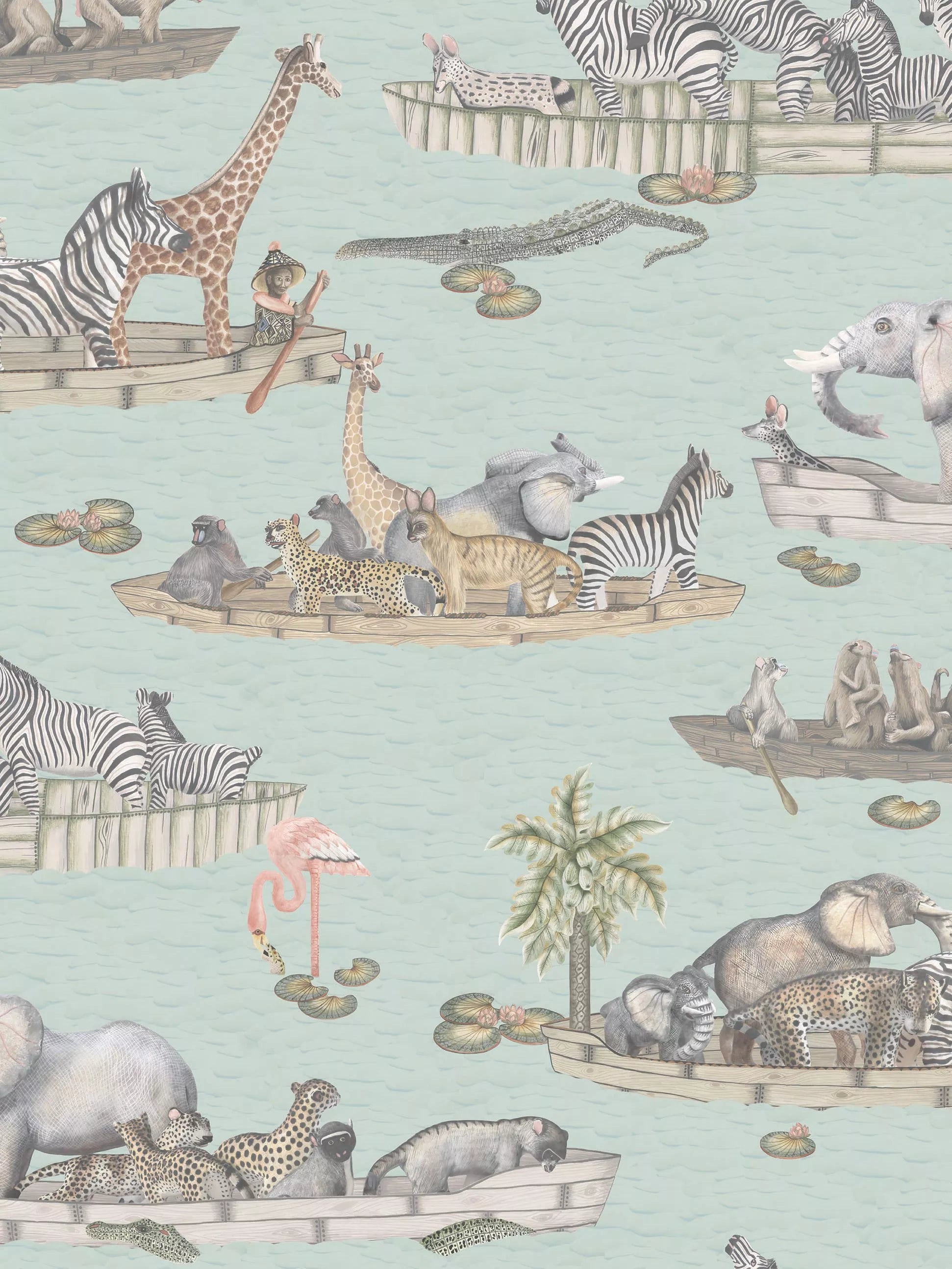 Cole & Son Zambezi wallpaper animal boats - British product