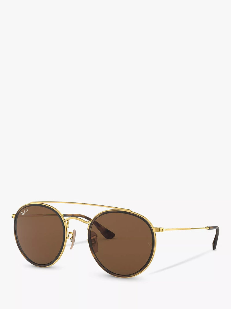 Ray-Ban RB3647N Polarised Double Bridge Round Sunglasses 51mm