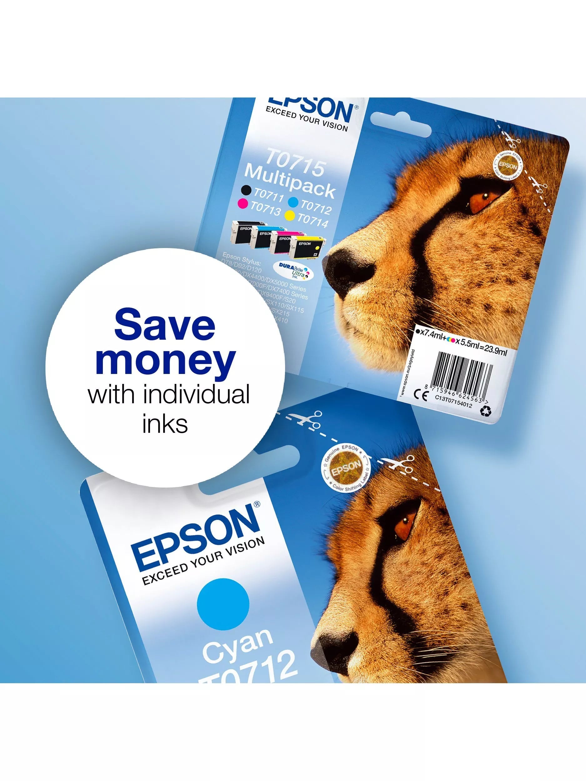 Epson T0715 ink multipack 4 cartridges, imported from the UK