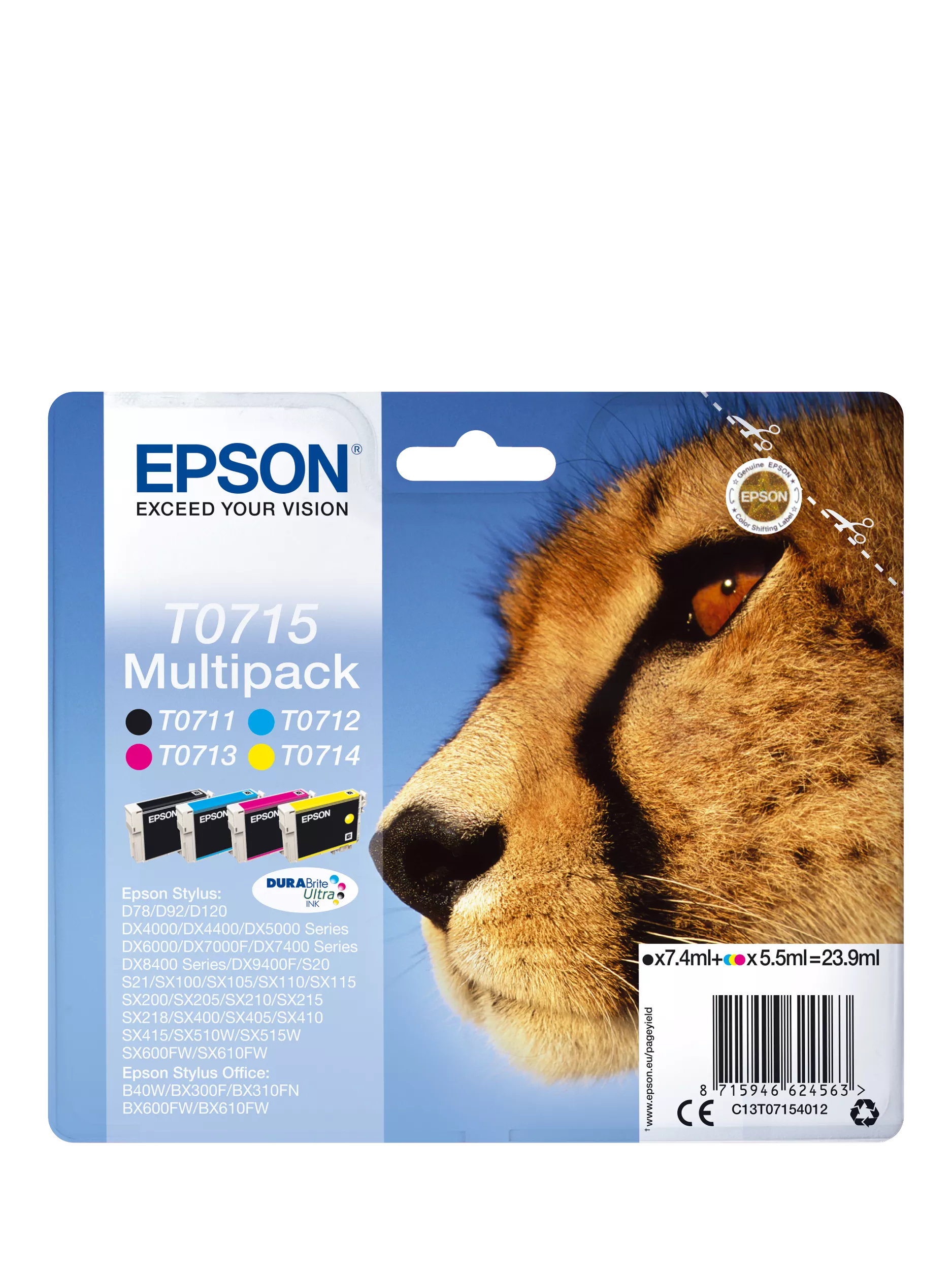 Epson T0715 ink multipack 4 cartridges, imported from the UK