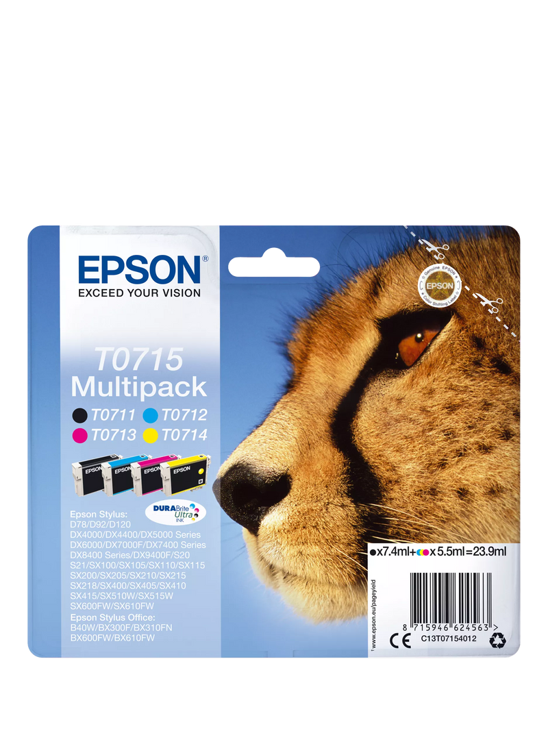 Epson T0715 ink multipack 4 cartridges, imported from the UK