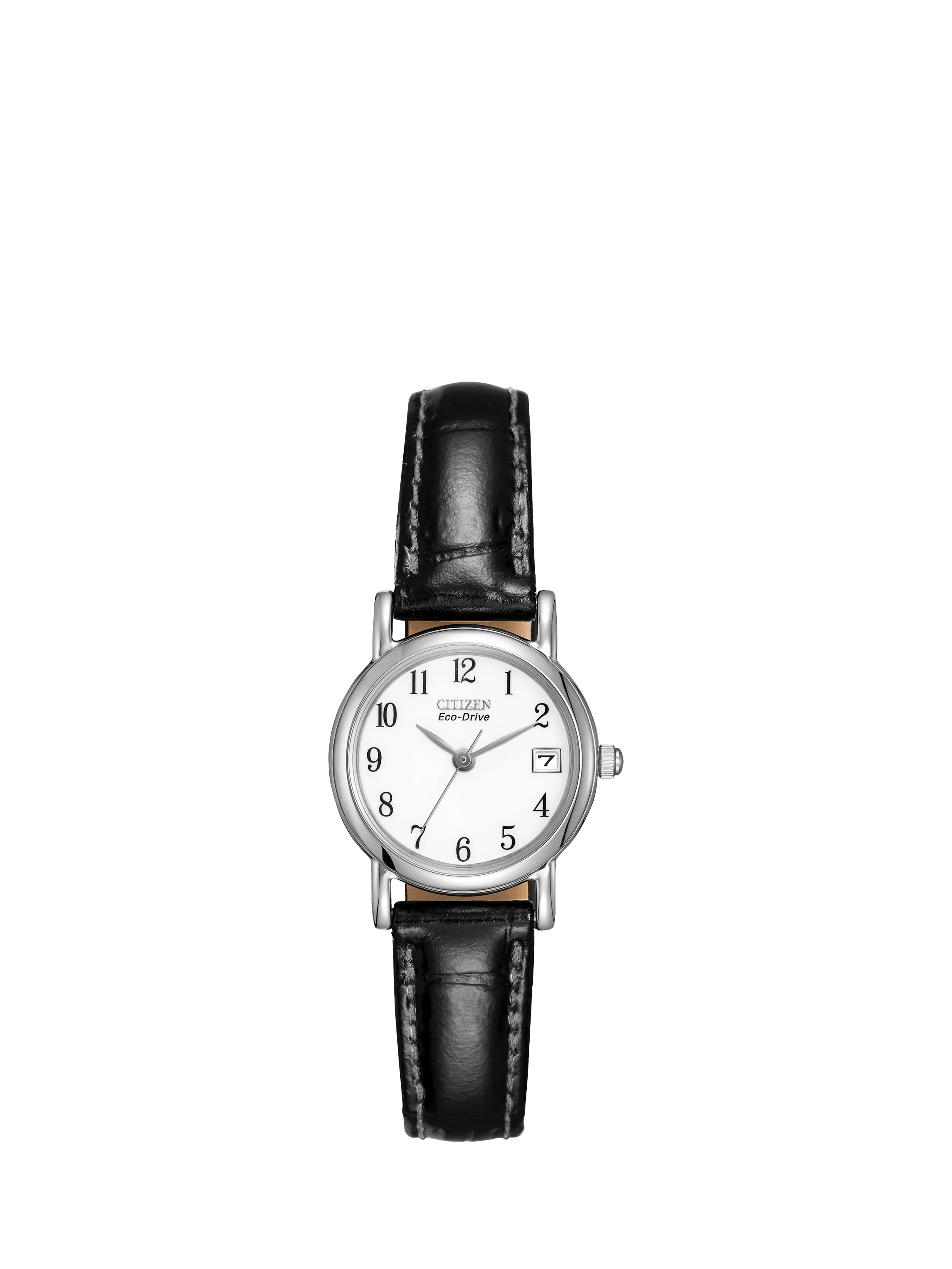 Citizen ladies leather strap watch white dial black strap, UK version