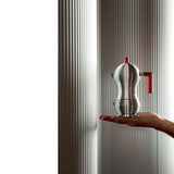 Alessi Pulcina 3 cup silver and red espresso maker (British brand)