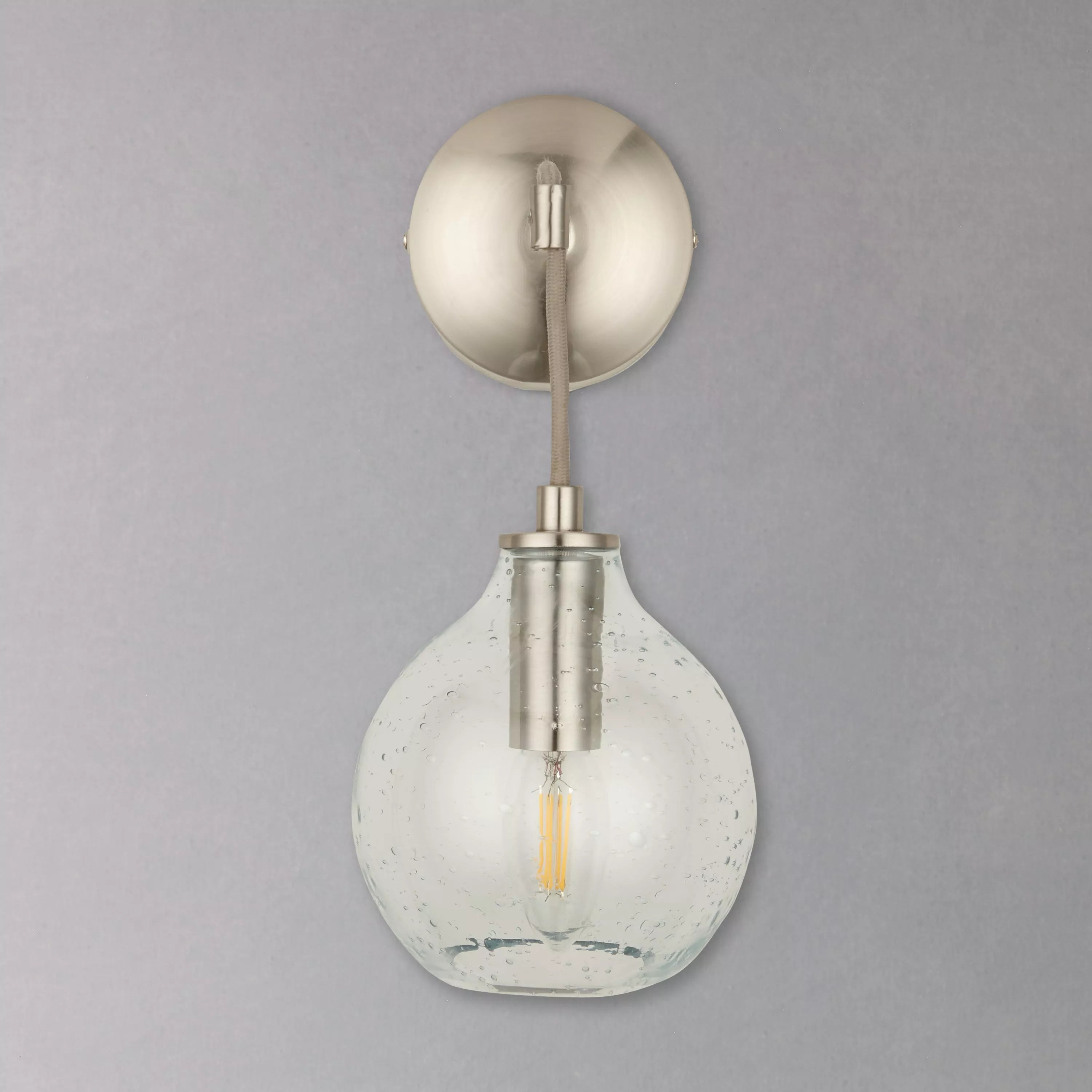 John Lewis Selsey hand-blown blue glass wall light, imported from the UK