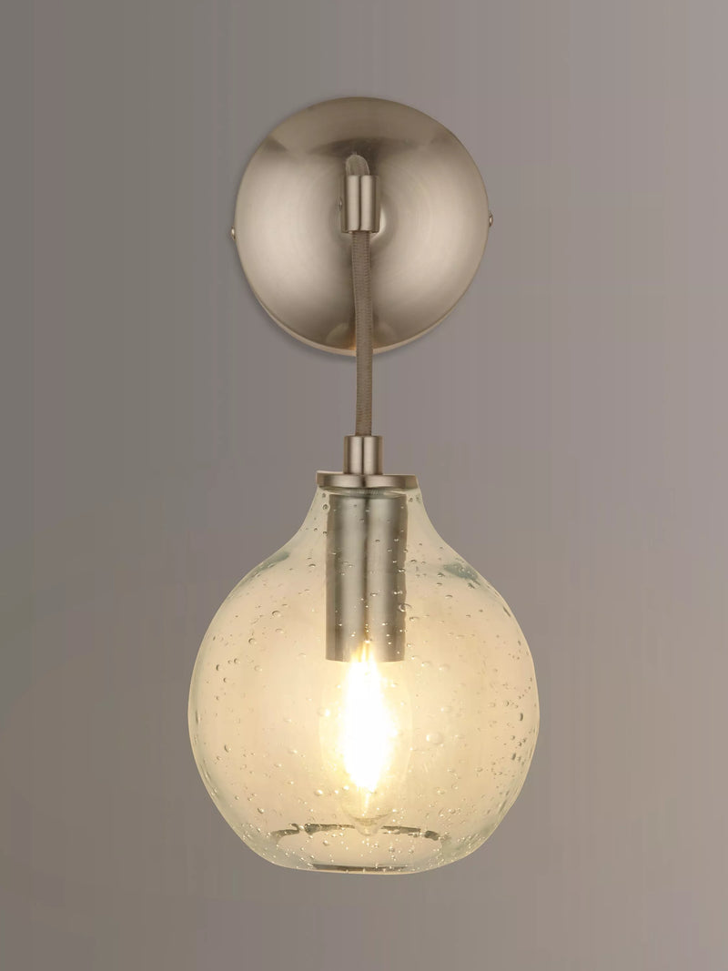 John Lewis Selsey hand-blown blue glass wall light, imported from the UK