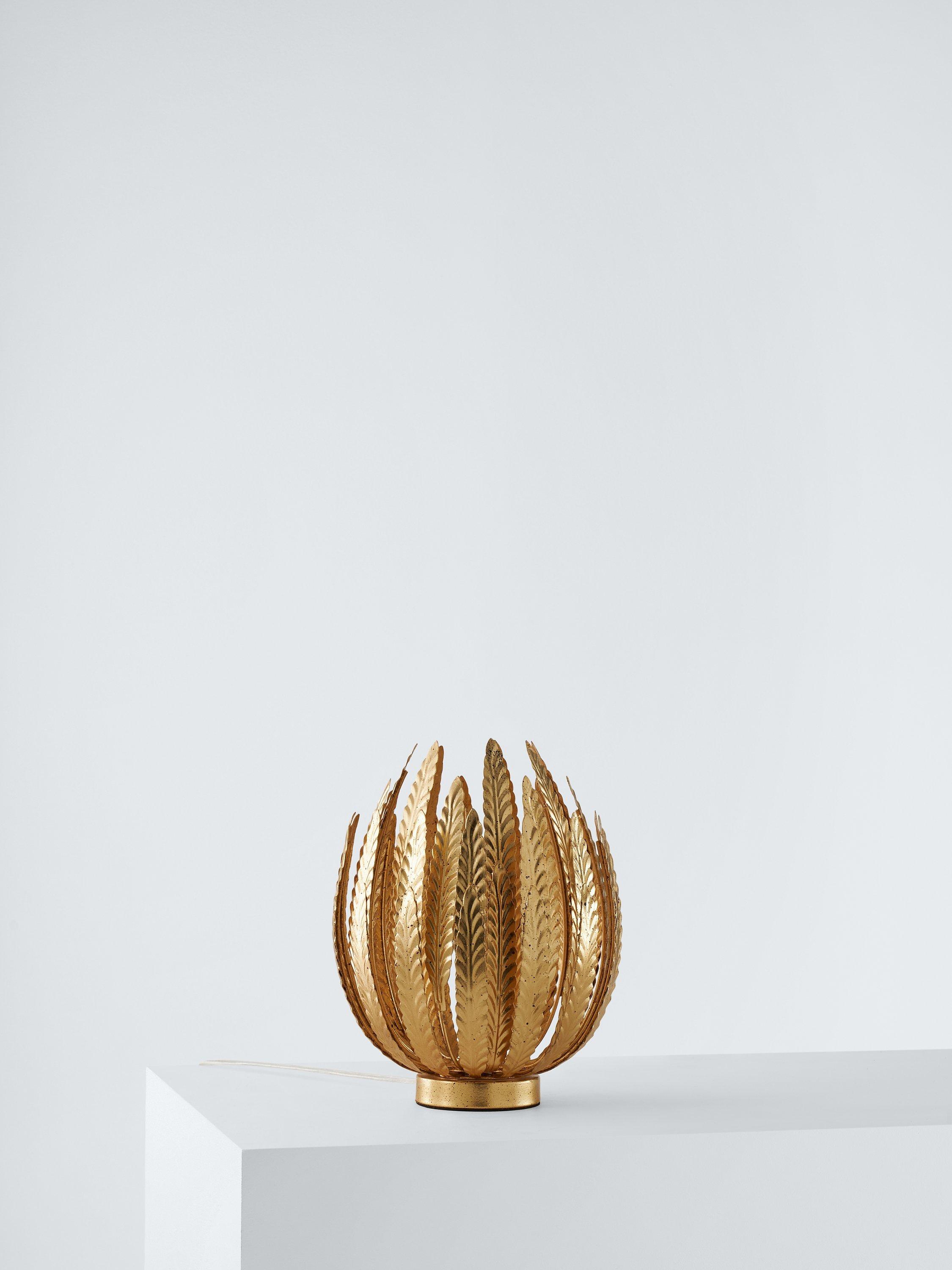 John Lewis Montserrat leaf table lamp in gold finish, British brand