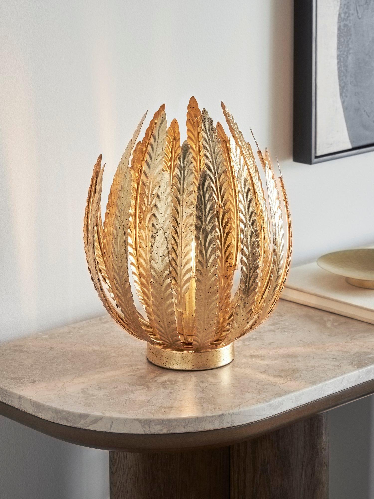 John Lewis Montserrat leaf table lamp in gold finish, British brand