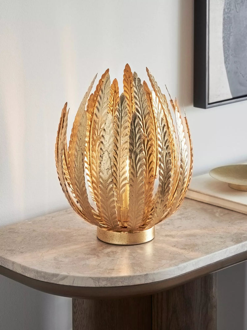 John Lewis Montserrat leaf table lamp in gold finish, British brand