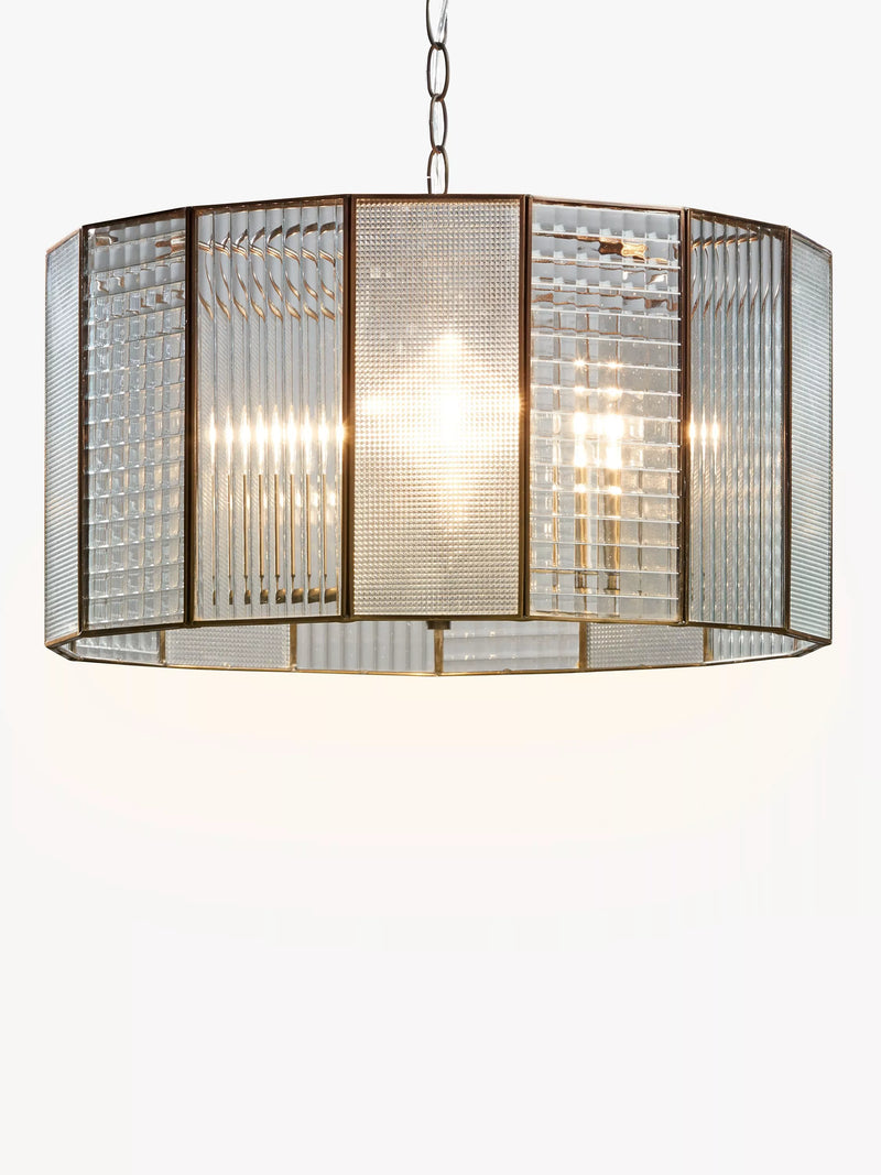 John Lewis Rhea ceiling pendant antique brass 3-light, imported from the UK