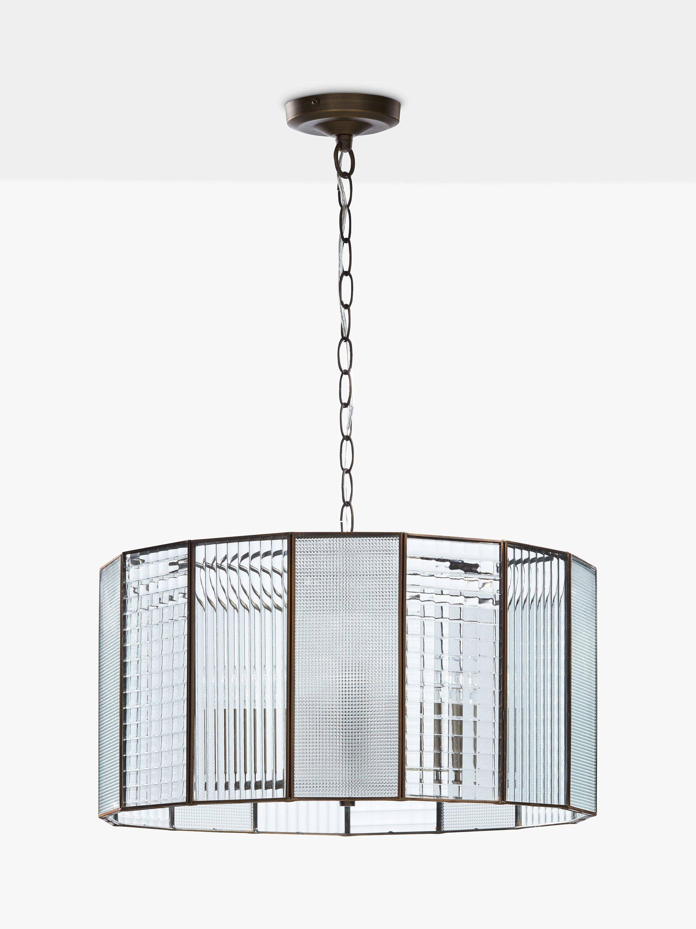 John Lewis Rhea ceiling pendant antique brass 3-light, imported from the UK