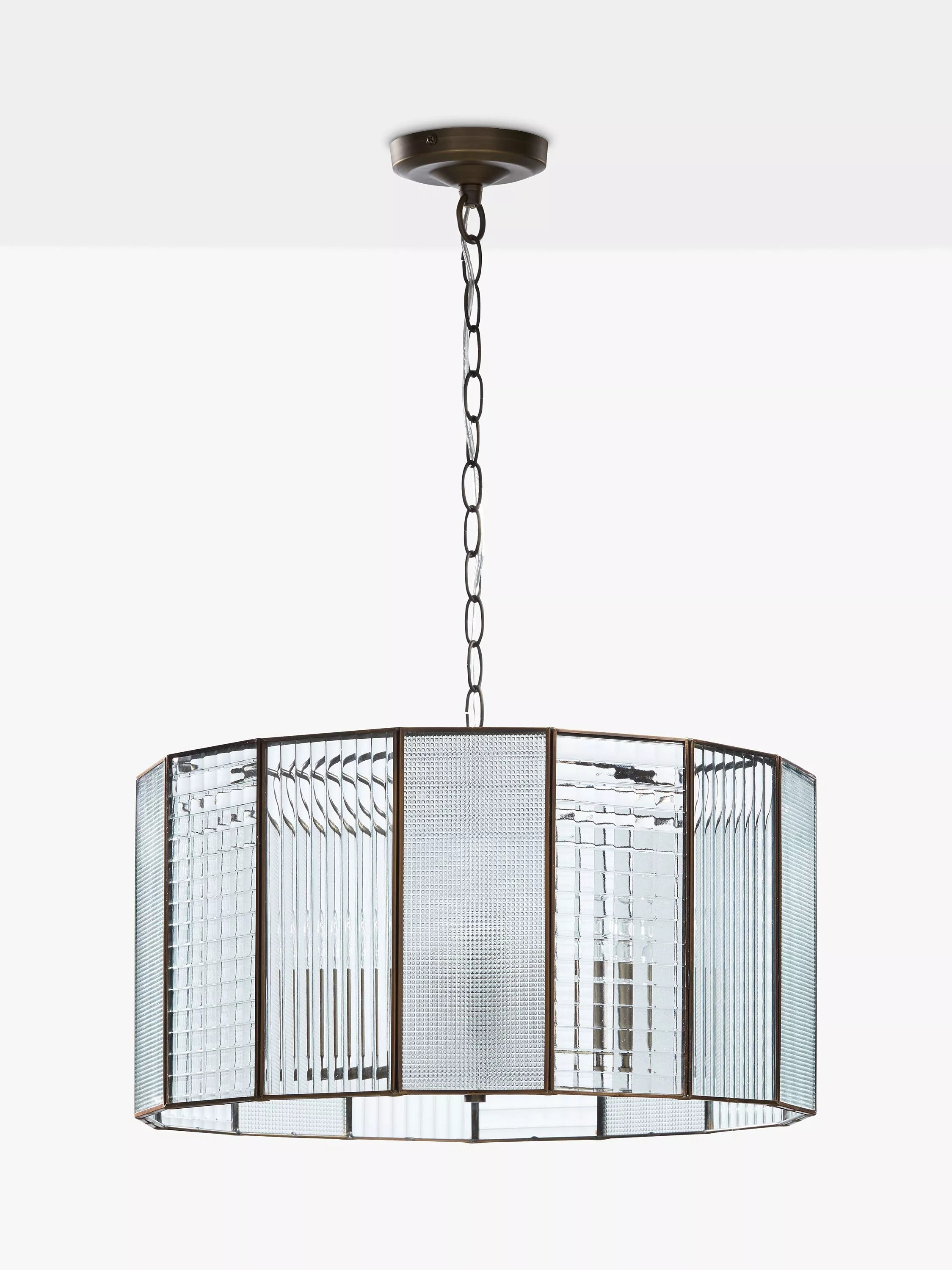 John Lewis Rhea ceiling pendant antique brass 3-light, imported from the UK