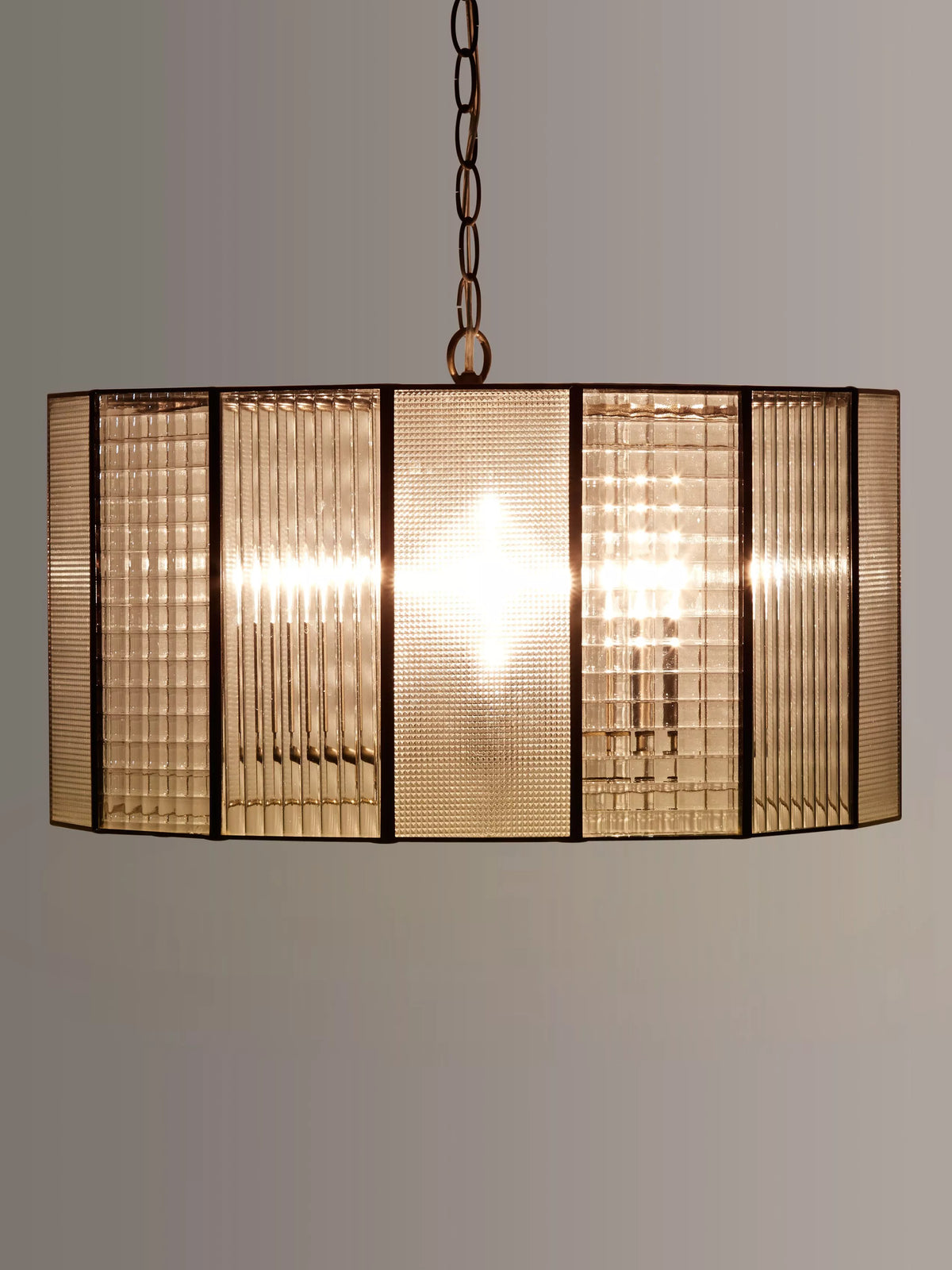 John Lewis Rhea ceiling pendant antique brass 3-light, imported from the UK