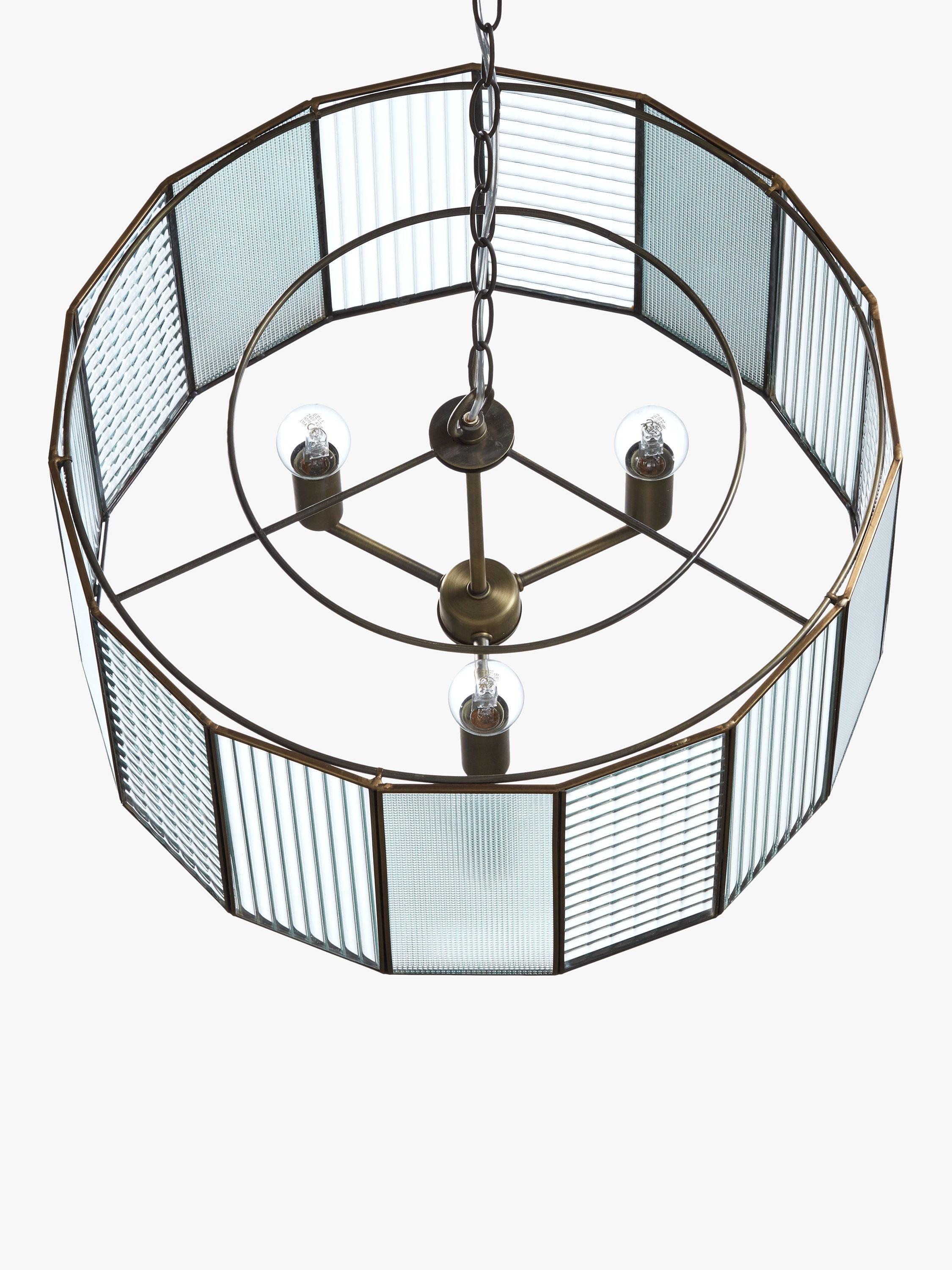 John Lewis Rhea ceiling pendant antique brass 3-light, imported from the UK