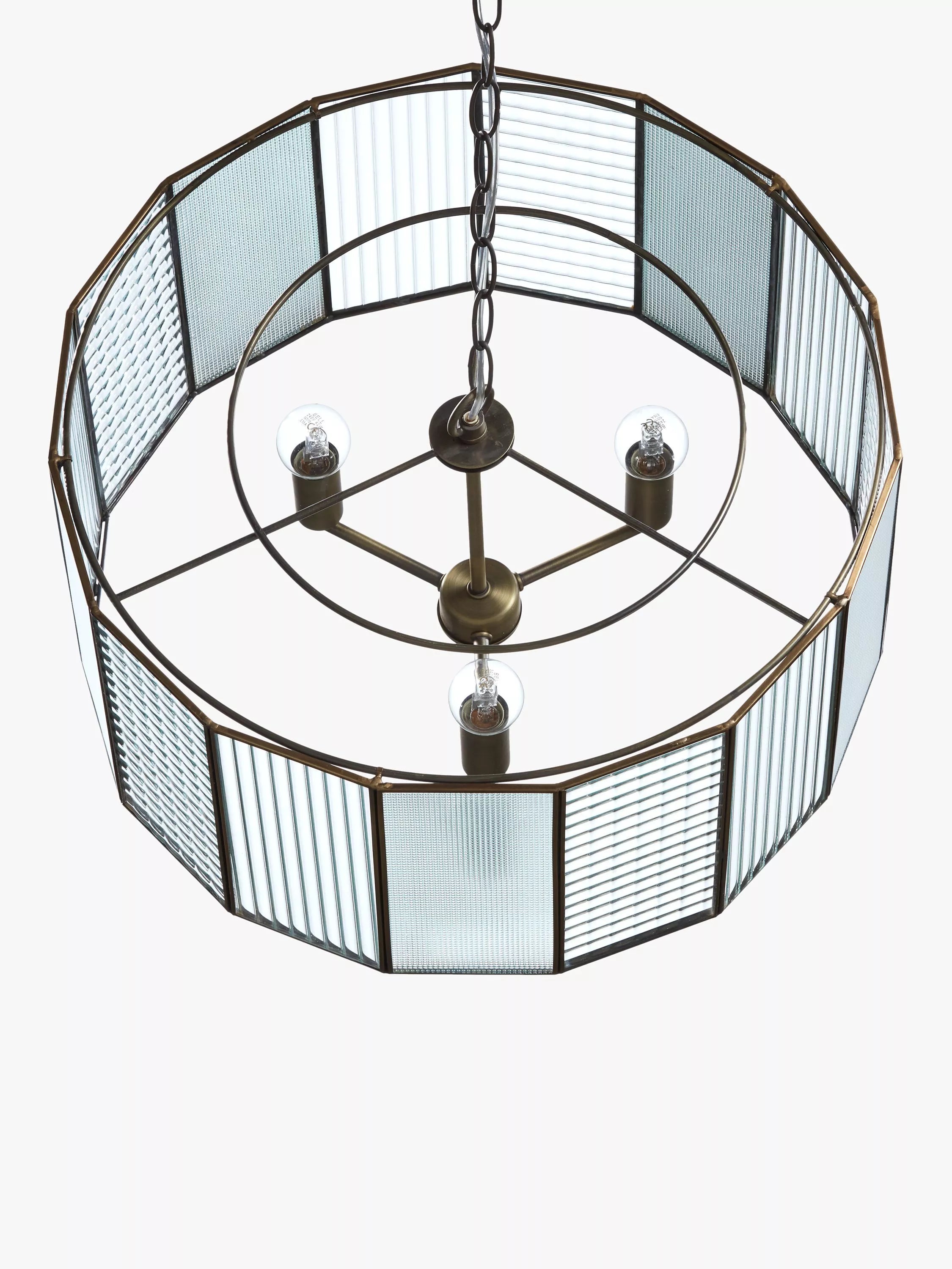 John Lewis Rhea ceiling pendant antique brass 3-light, imported from the UK