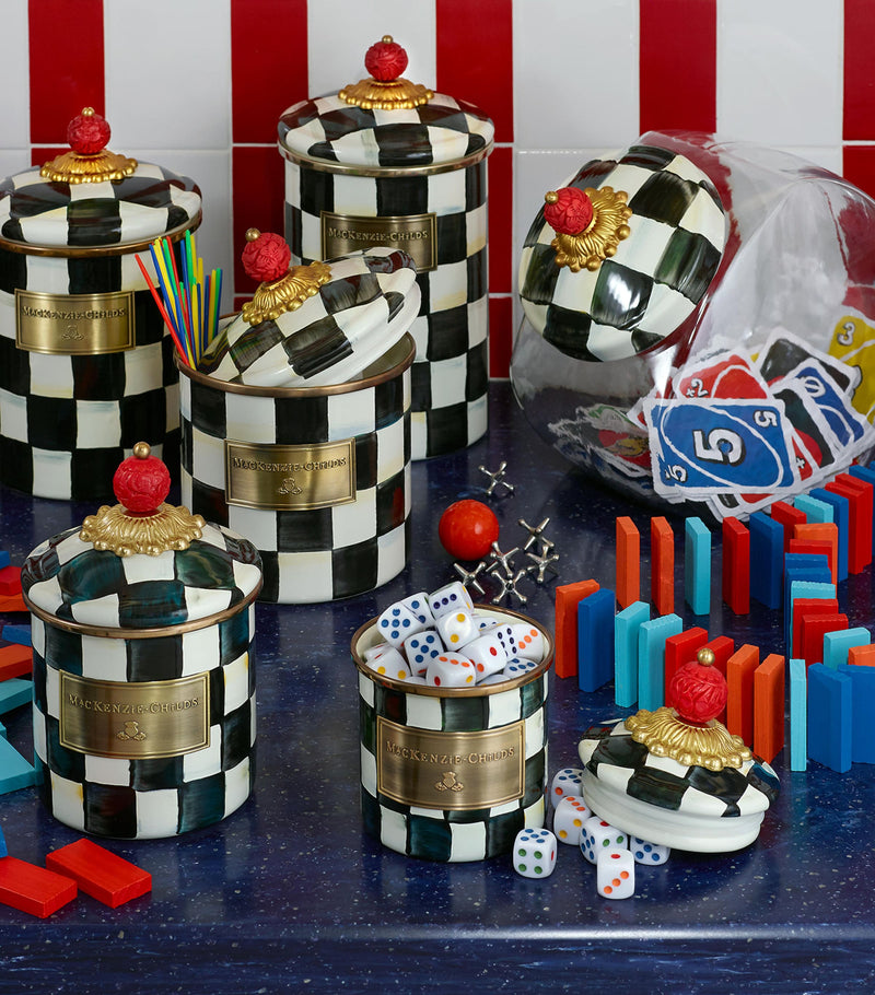 MacKenzie-Childs Courtly Check canister Medium, imported from the UK