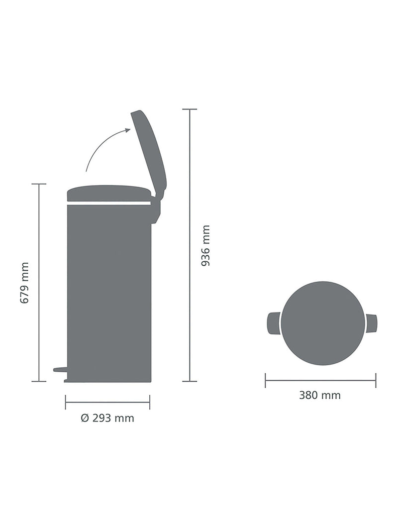 Brabantia newIcon 30L pedal bin stainless steel - British product