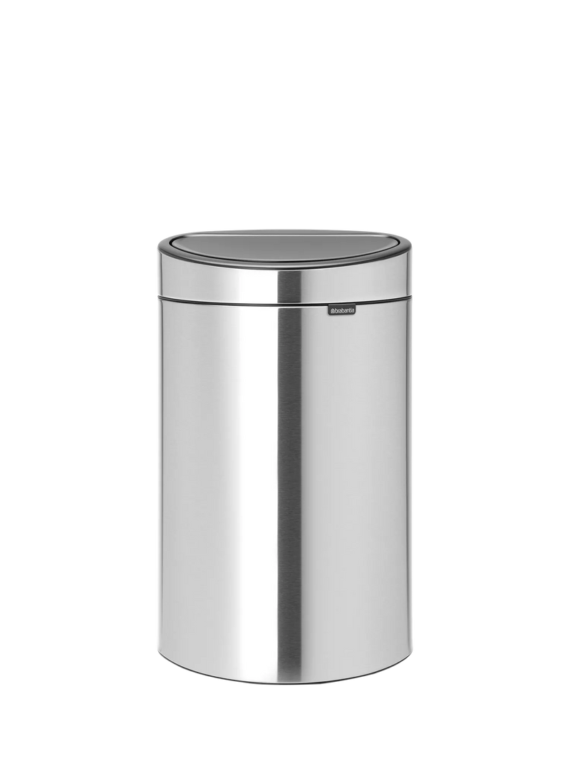 Brabantia 40L touch bin in fingerprint proof matt steel - British product