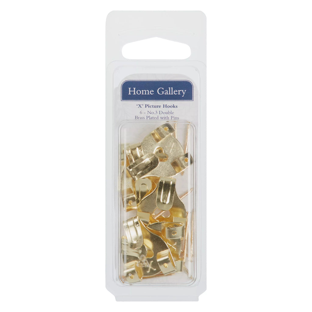 Home Gallery Picture Hooks Brass Headed Pins, Pack of 6