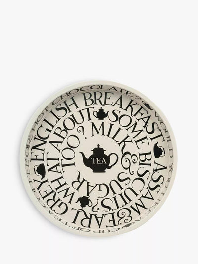 John Lewis Round Tea Tray with Hand-Painted Black Toast Pattern, 30cm- Buy online at McGrocer