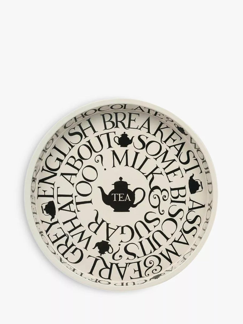 Plateau à thé rond Emma Bridgewater, motif Black Toast, 30 cm - Produit britannique