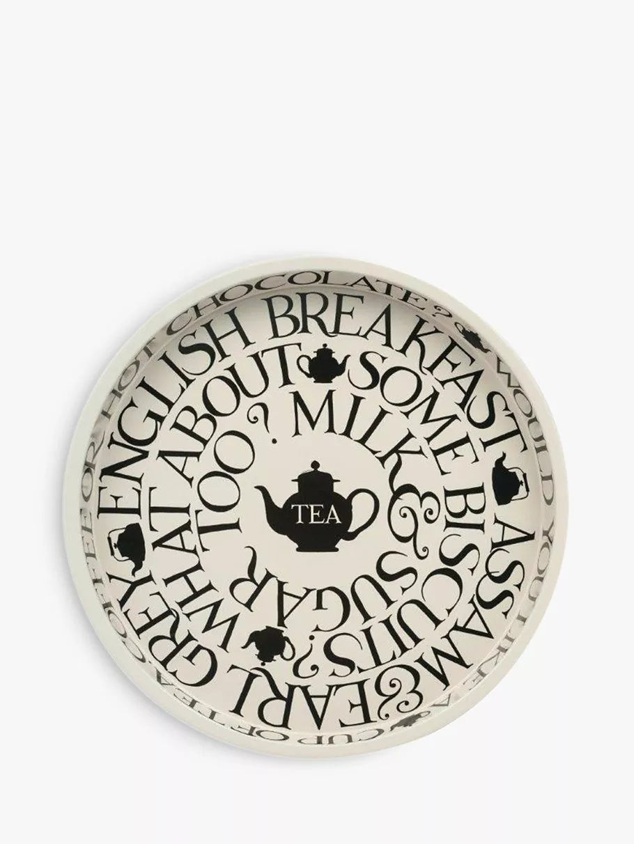 Plateau à thé rond Emma Bridgewater, motif Black Toast, 30 cm - Produit britannique