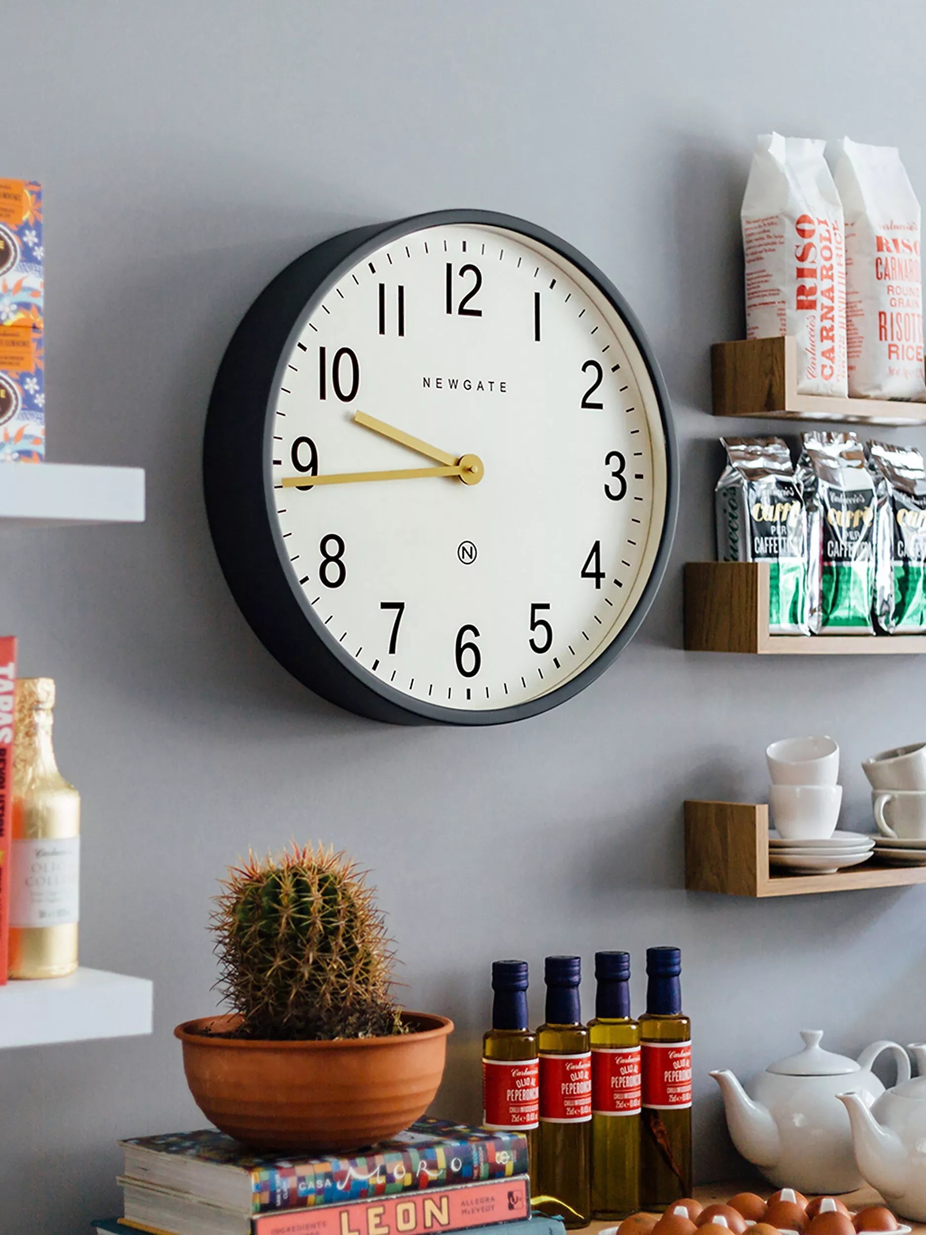 Newgate Clocks Mr Edwards wall clock moonstone grey 45cm (British brand)