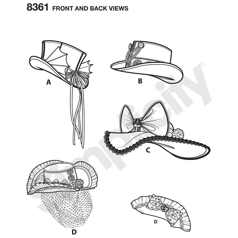 Simplicity women's costume hats sewing pattern 8361 (British brand)
