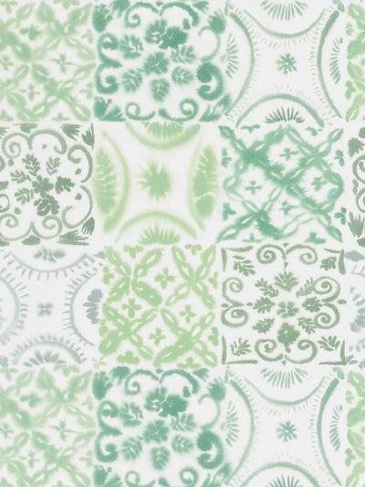 Dekorative Tapete mit Vintage-Keramikfliesen-Design in Aquarelltönen