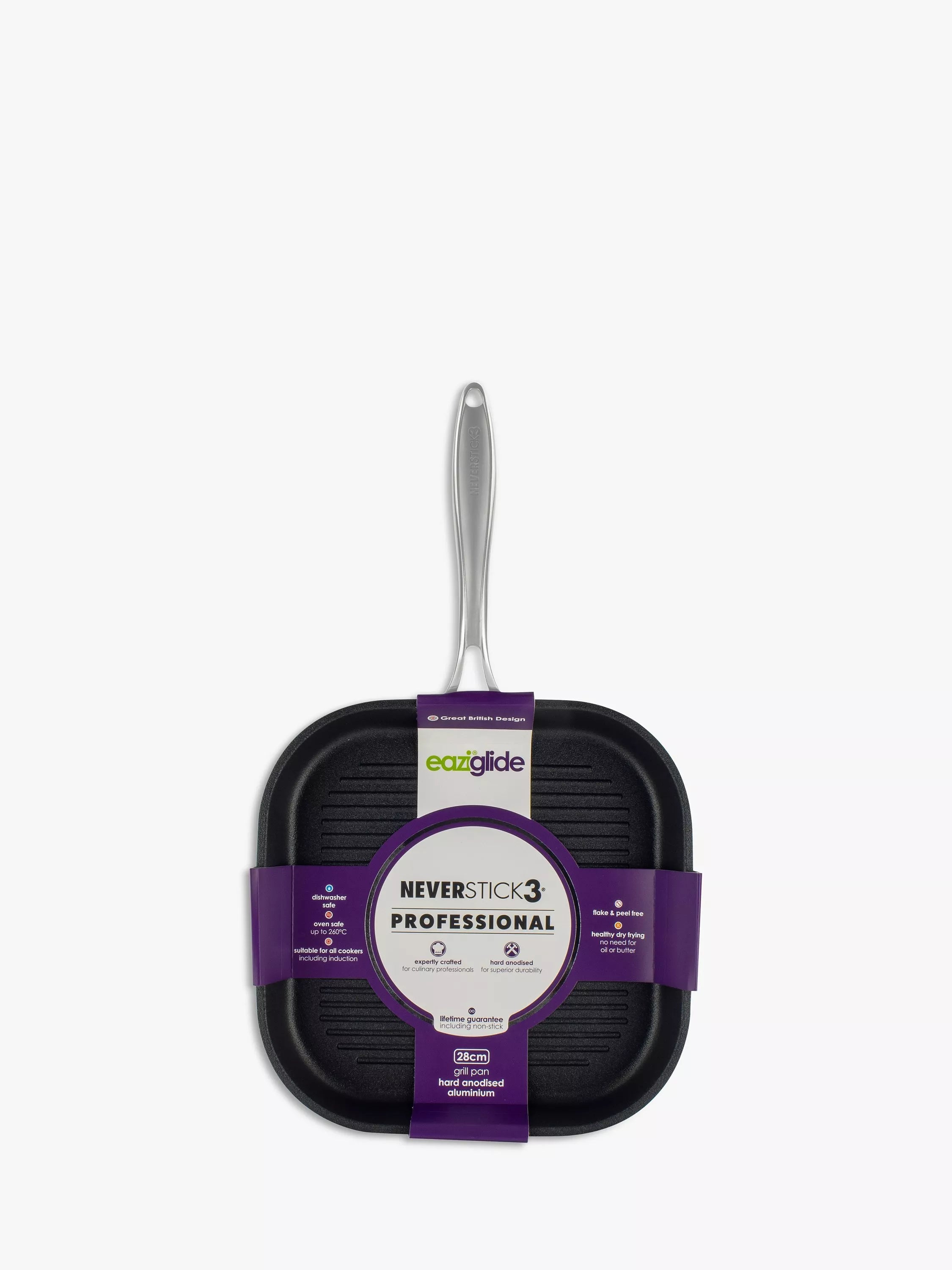 Eaziglide Neverstick3 Professional Non-Stick Grill Pan 28cm - British product