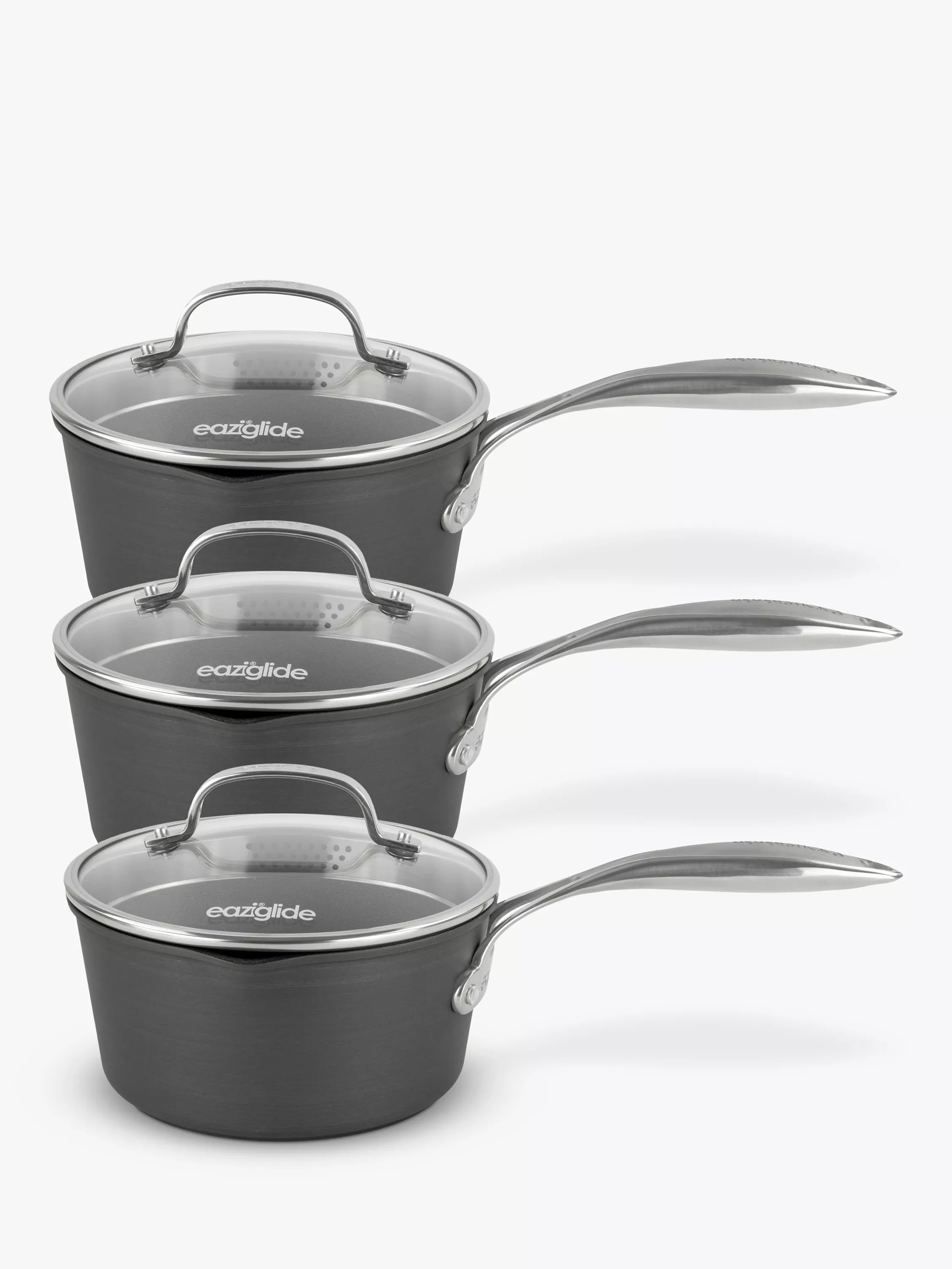 Eaziglide Neverstick3 Professional Non-Stick Lidded Saucepan Set 3 Piece - British product