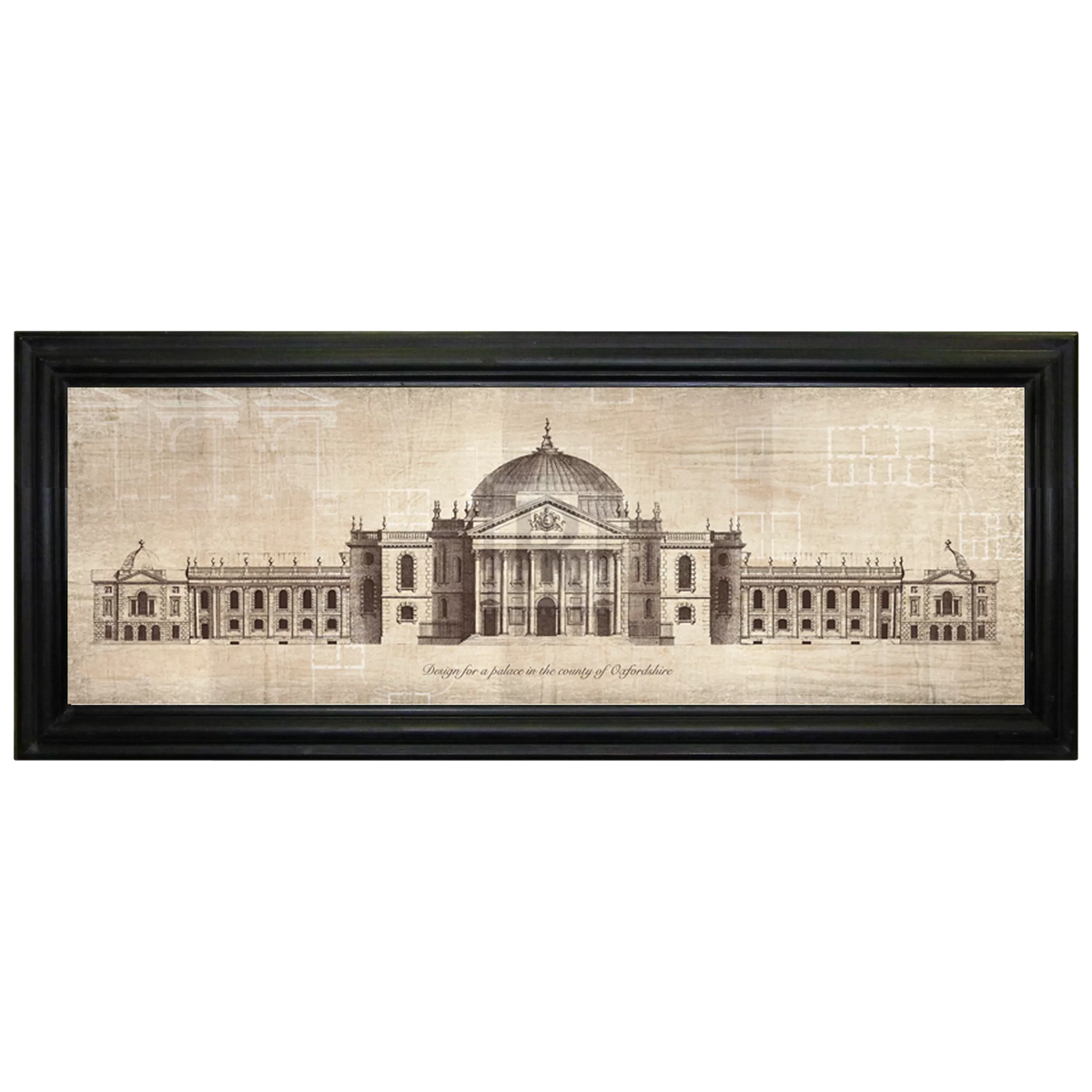 Brookpace Lascelles framed print Palace in Oxfordshire 103x42cm, imported from the UK