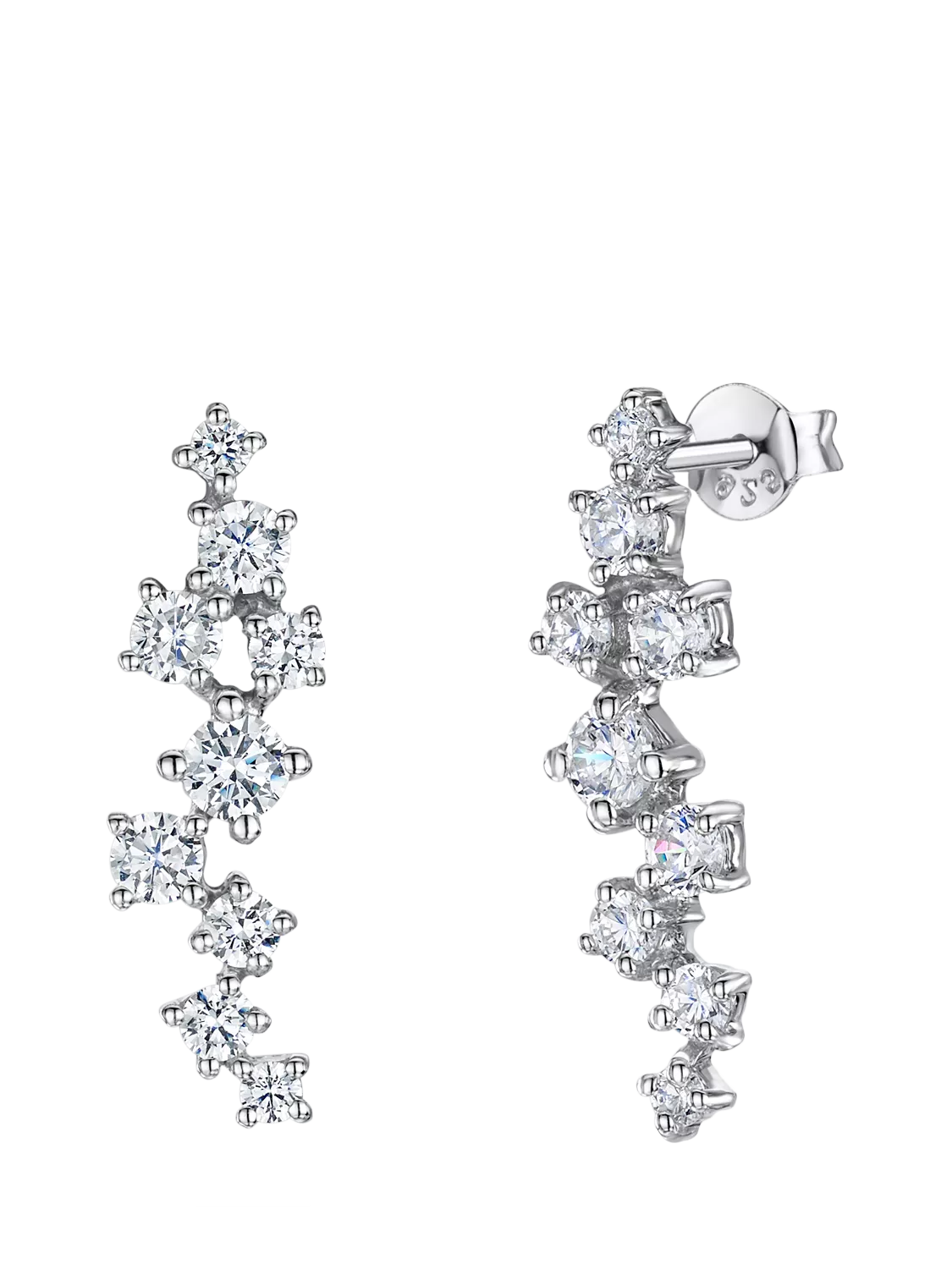 Jools by Jenny Brown cubic zirconia drop earrings silver, imported from the UK