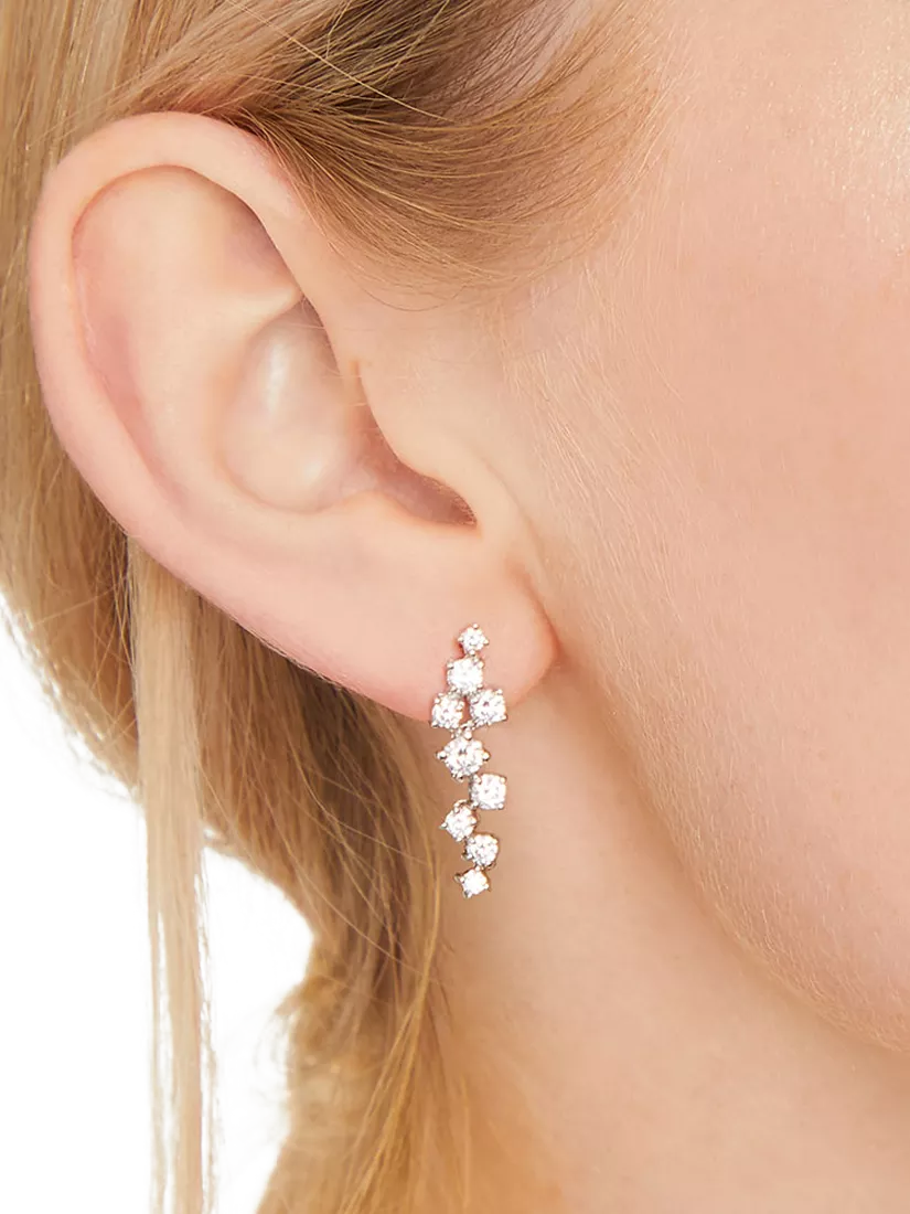 Jools by Jenny Brown cubic zirconia drop earrings silver, imported from the UK