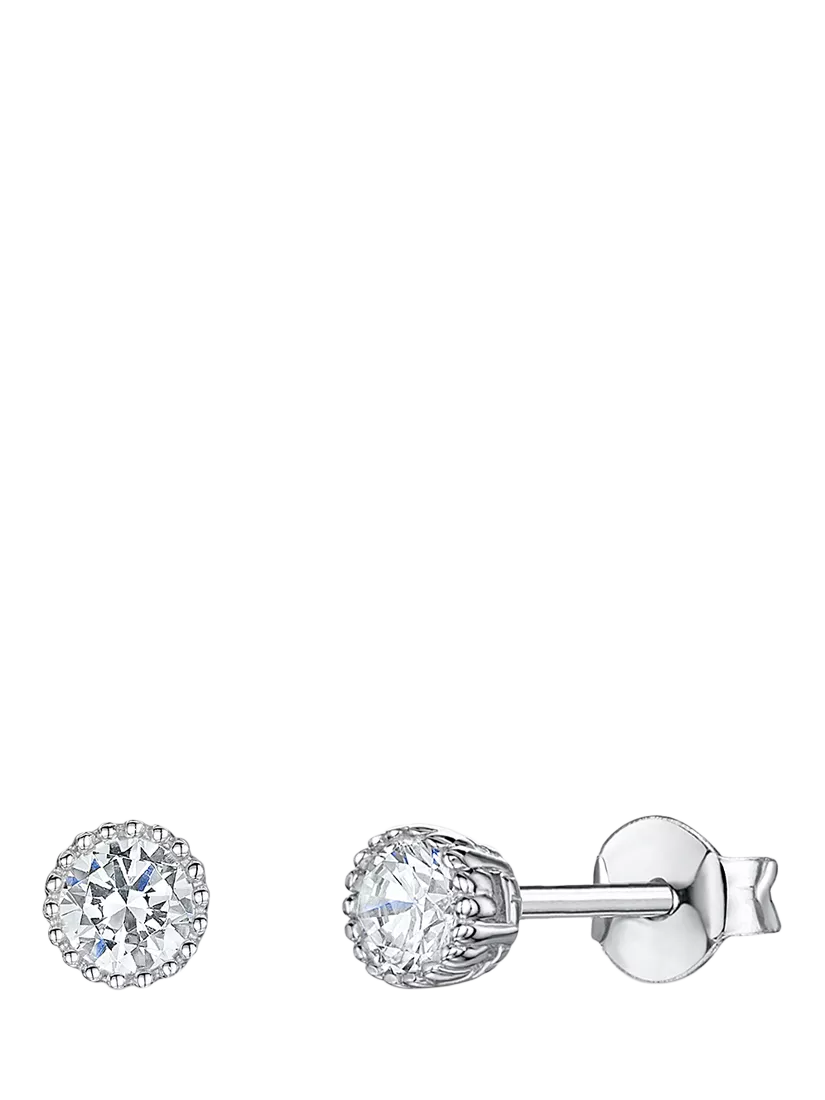 Jools by Jenny Brown cubic zirconia stud earrings 0.4cm, imported from the UK