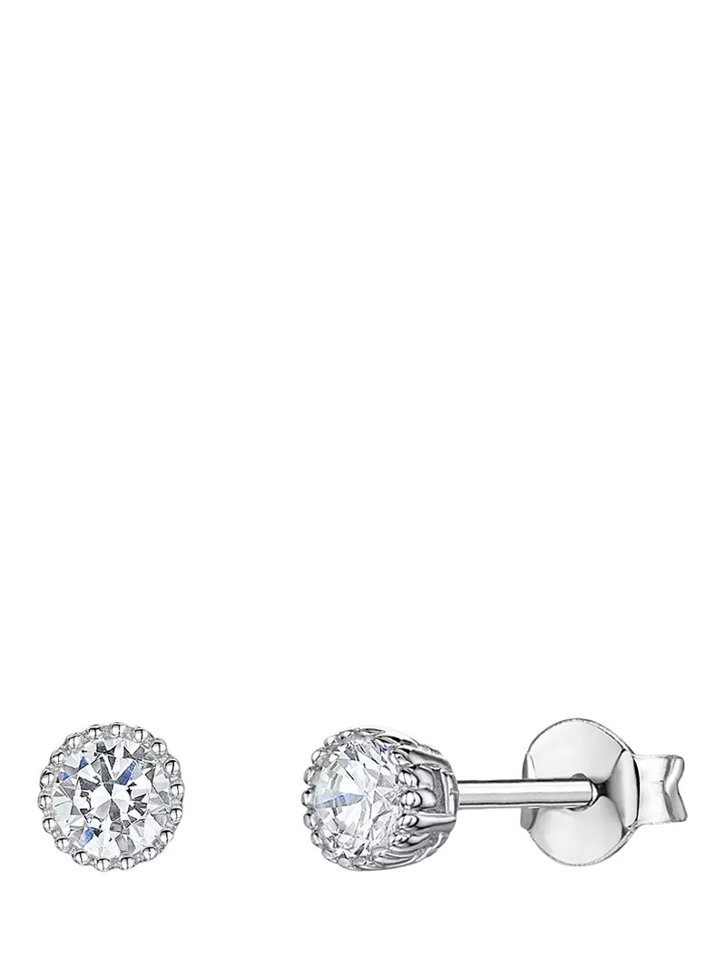Jools by Jenny Brown cubic zirconia stud earrings 0.4cm, imported from the UK