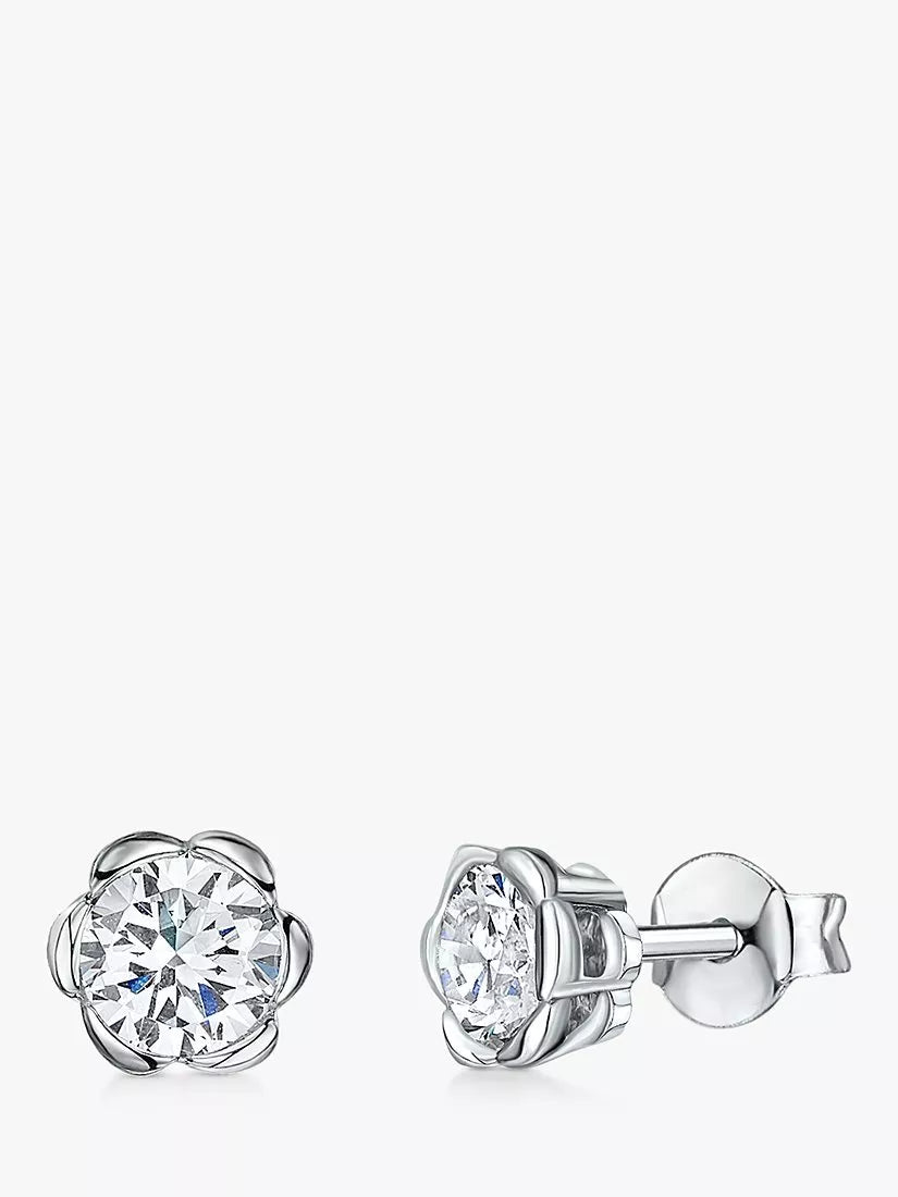 Jools by Jenny Brown cubic zirconia stud earrings silver (British brand)