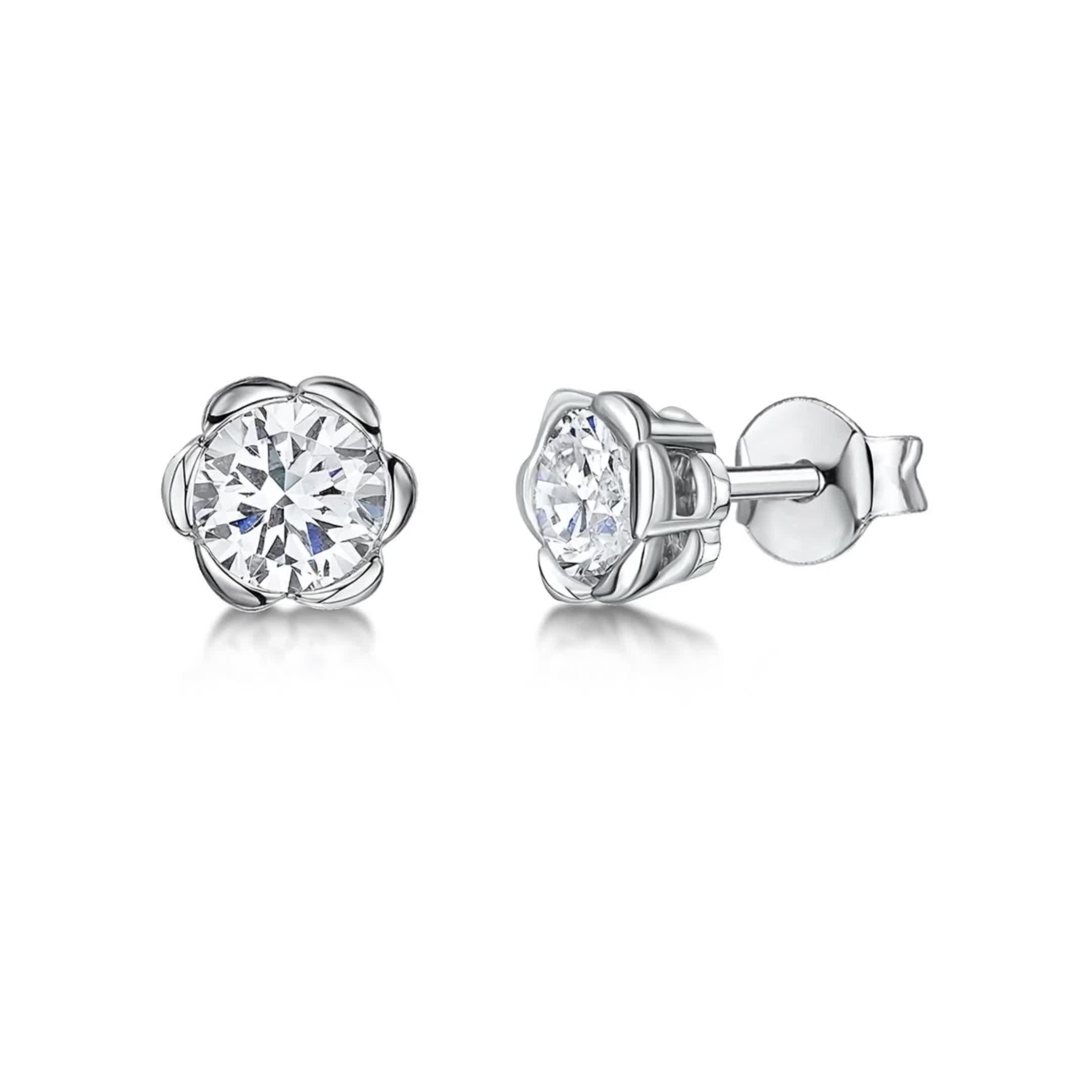 Jools by Jenny Brown cubic zirconia stud earrings silver (British brand)