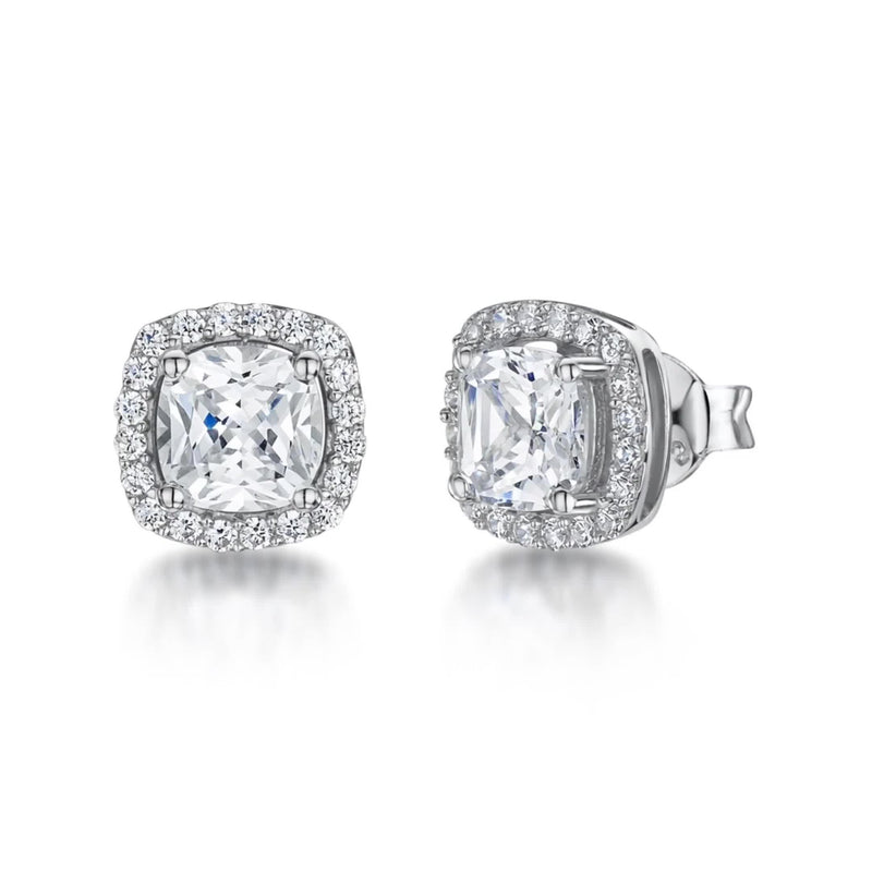 Jools by Jenny Brown cubic zirconia cushion stud earrings, imported from the UK