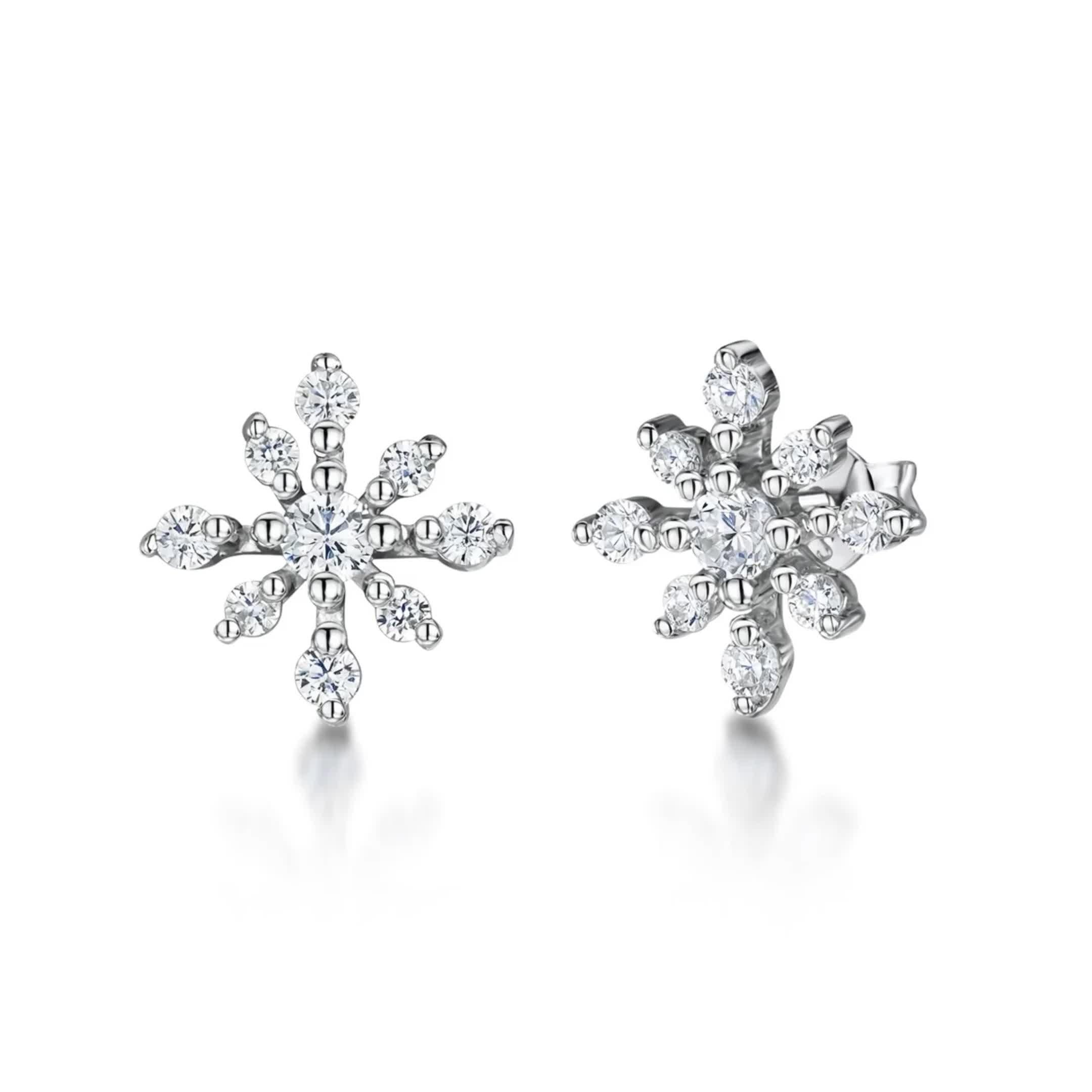 Jools cubic zirconia snowflake stud earrings, imported from the UK