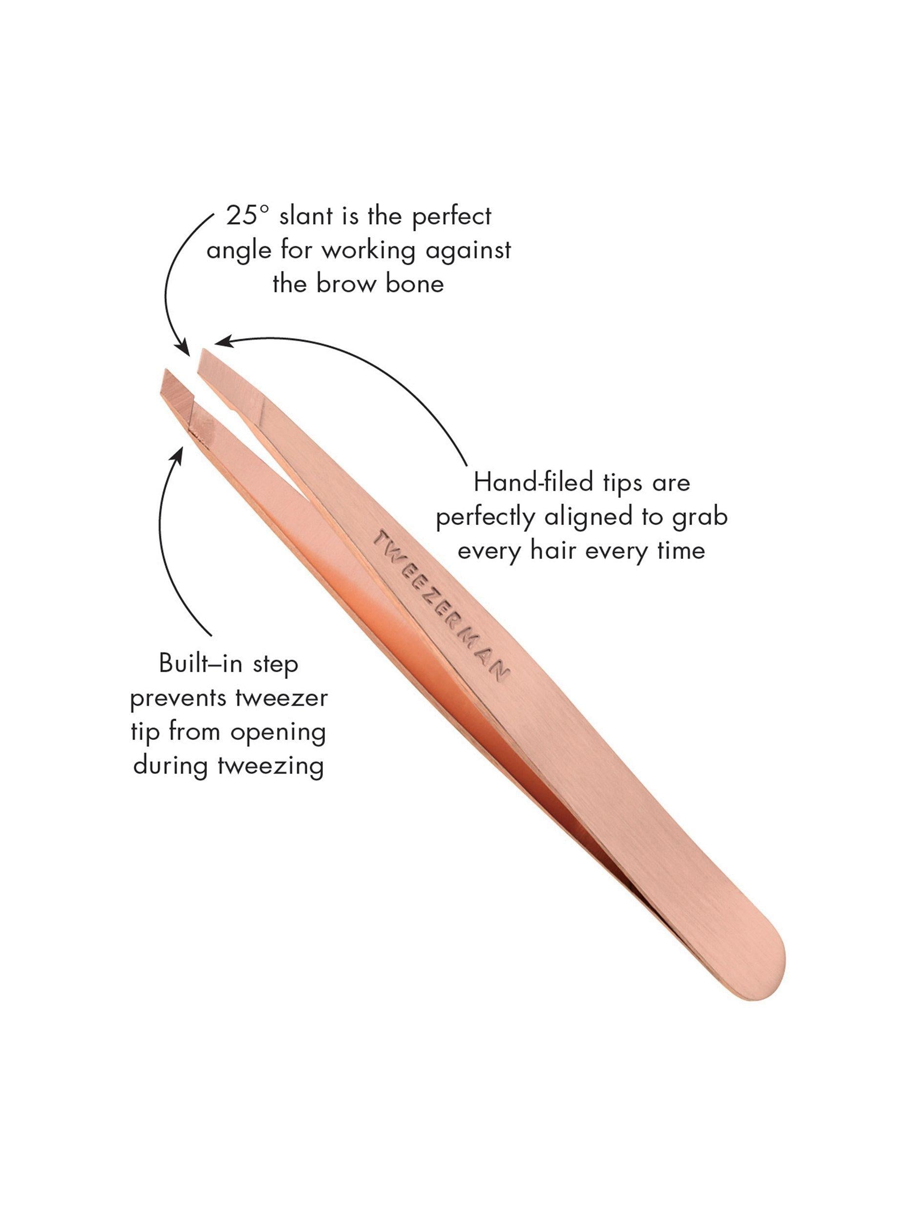 Tweezerman rose gold slant tweezers (British brand)