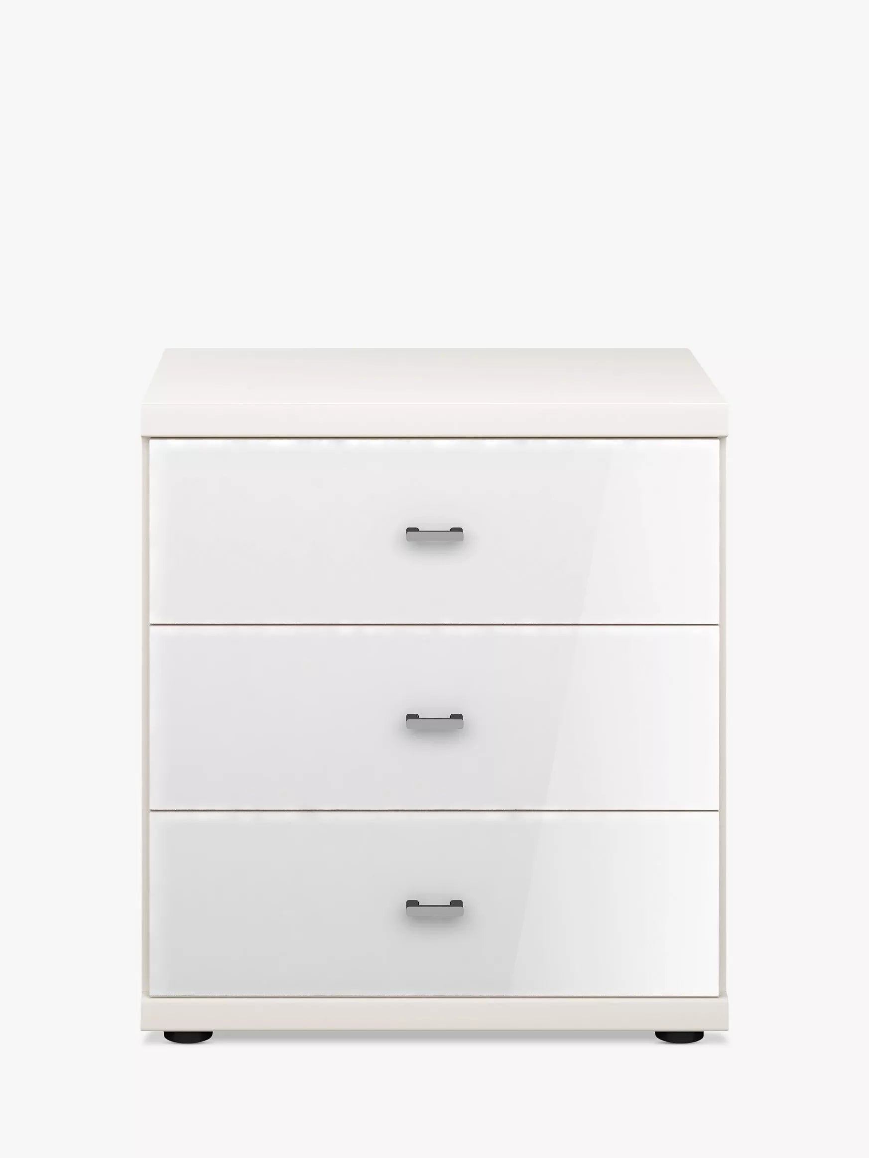 John Lewis Elstra 3 Drawer Glass Front Bedside Table