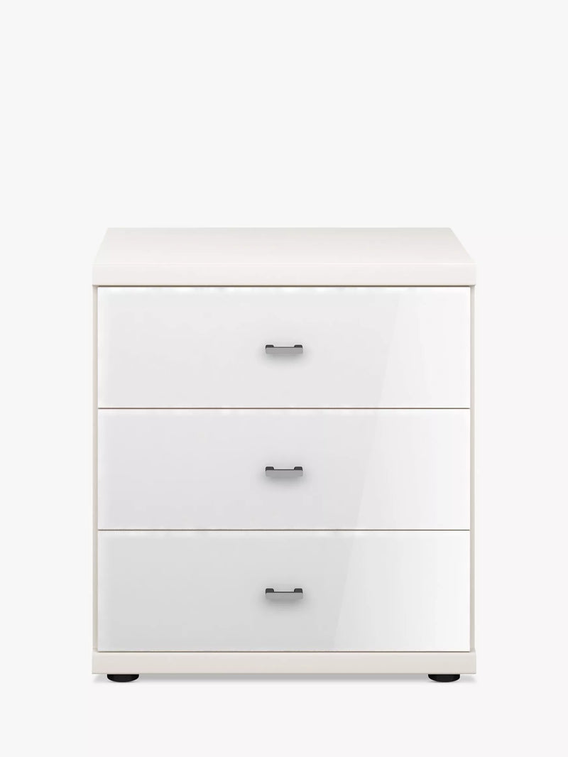 John Lewis Elstra 3 Drawer Glass Front Bedside Table
