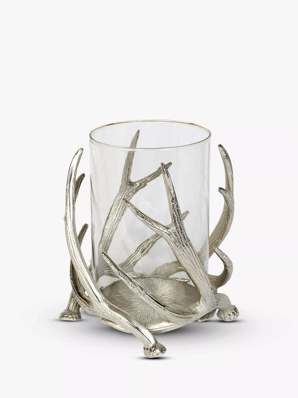 Culinary Concepts stag antler hurricane lamp silver, imported from the UK