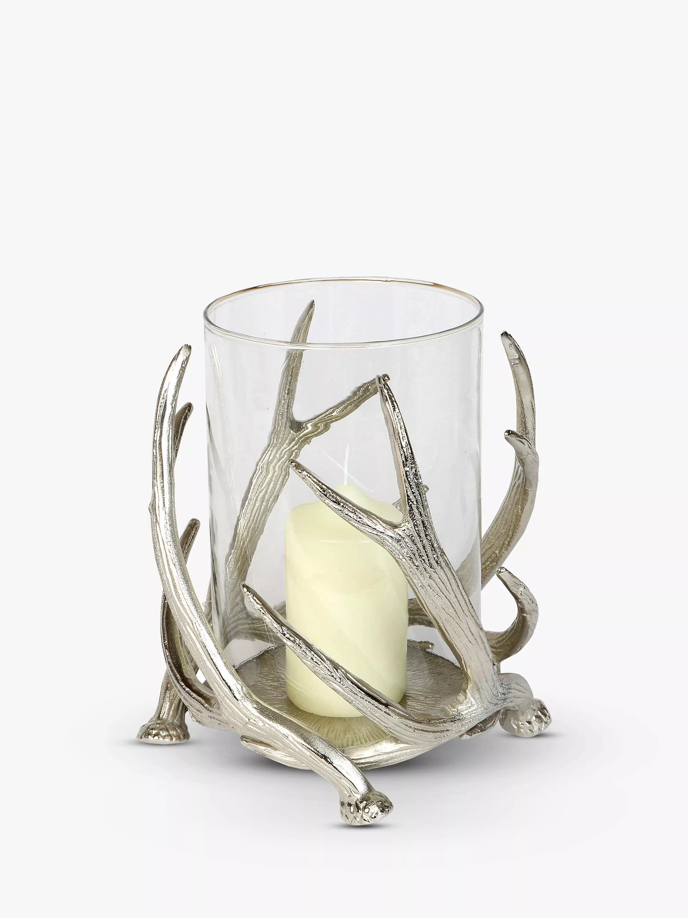 Culinary Concepts stag antler hurricane lamp silver, imported from the UK