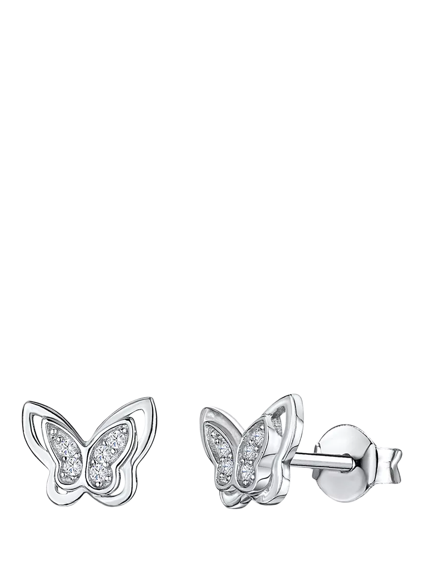 Jools by Jenny Brown butterfly stud earrings silver, imported from the UK