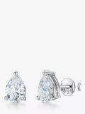 Jools by Jenny Brown cubic zirconia tear drop stud earrings silver (British brand)