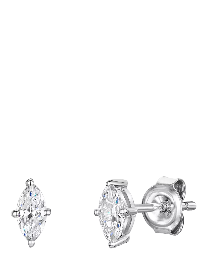 Jools by Jenny Brown oval stud earrings in silver (British brand)