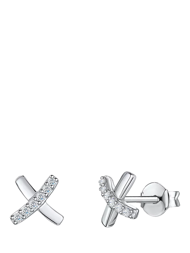 Jools cross stud earrings in silver (British brand)